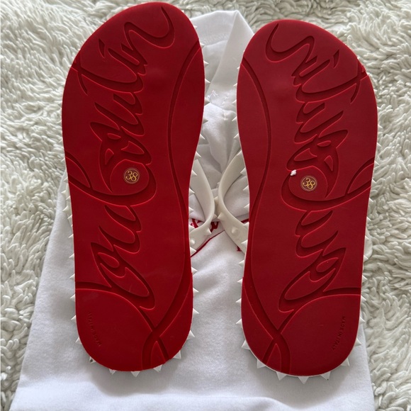 Christian Louboutin White Sandals Textured Sole - Picture 2 of 2